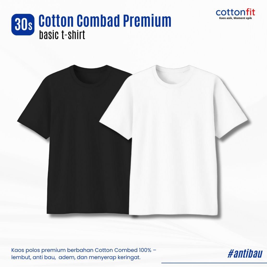 Kaos Polos Combed 30s || Kaos Polos Hitam Putih || Kaos Polos Hitam || Kaos Dewasa Putih