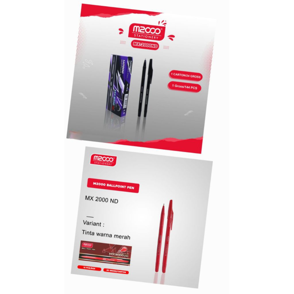 

Pulpen Murah Pulpen Semigel MX2000 Hitam/ Merah
