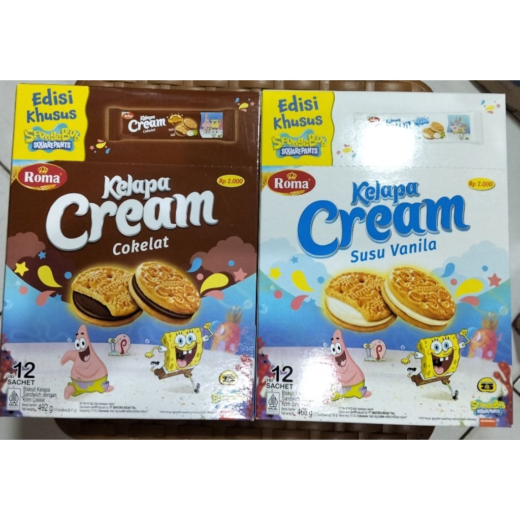 

ROMA CREAM SANDWICH COKLAT,SUSU VANILA