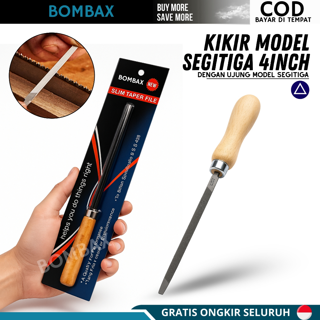 KIKIR GAGANG KAYU / Kikir Gergaji gagang kayu Kikir Segitiga ALPHA 4 inch