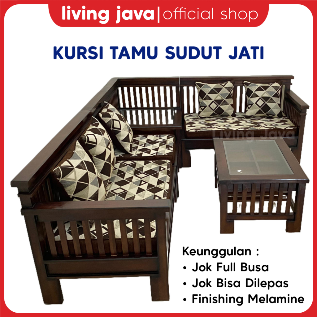 KURSI TAMU SUDUT JATI - KURSI SOFA SET SUDUT JATI - KURSI SOFA RUANG TAMU SUDUT JATI BANDUNG