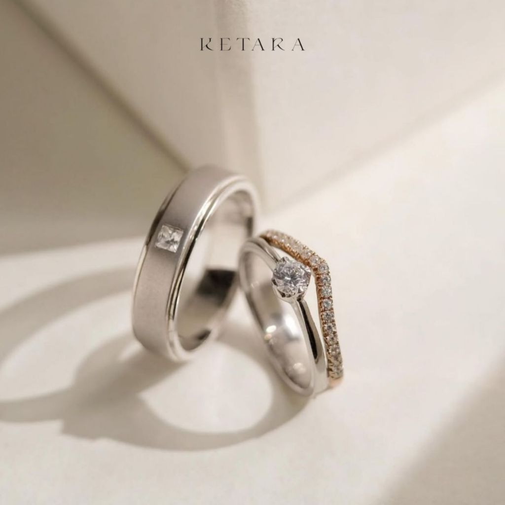 Cincin Kawin Tunangan Cincin Tunangan Cincin Couple Palladium dan Gold