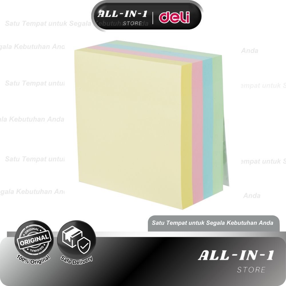 

Deli Memo tempel Sticky Notes Note Pad 3''x3" 4 Warna 100 sheet perekat kuat dan tahan lama EA01703