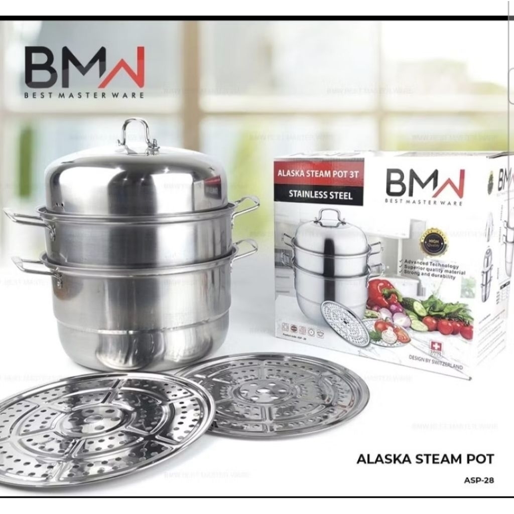 PANCI STEAMER 3 SUSUN / KUKUSAN LANGSENG 3 SUSUN / ALASKA STEAM POT BMW