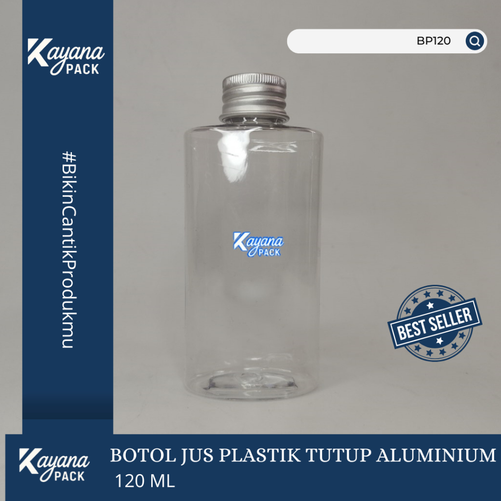BOTOL PLASTIK 120ML BENING TUTUP ALUMINIUM / BOTOL PLASTIK CLEAR 120 ML / BOTOL JUS / BOTOL MADU / B