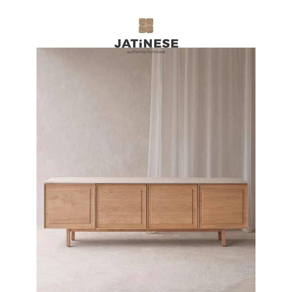 Buffet TV / Sideboard Kayu Jati & Marmer Asli Jepara - Buffet Jati & Marmer Minimalis Jepara