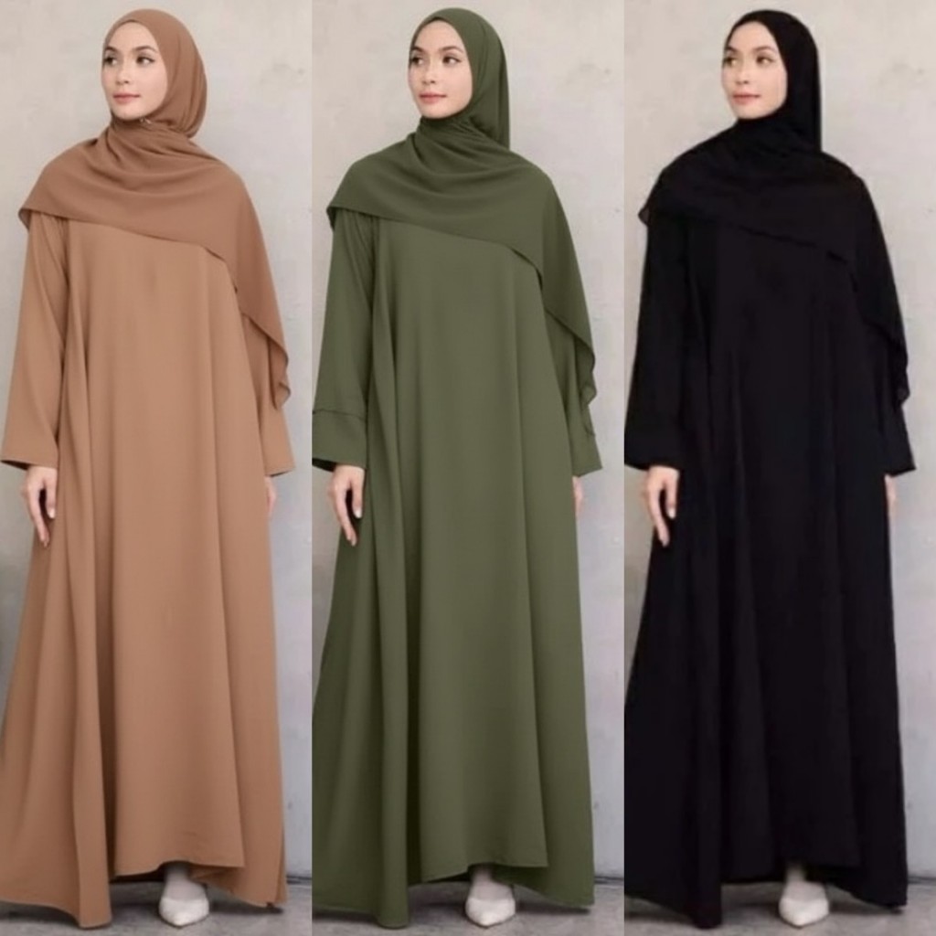 Gamis Abaya Polos Wanita Dewasa – Gamis Muslim Modern Bahan Premium Adem Jatuh