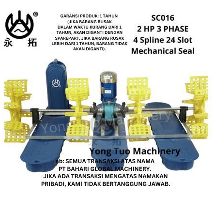 Kincir Air Tambak Yong Tuo SC016 2 HP 3 Phase 4 Spline 24 Slot