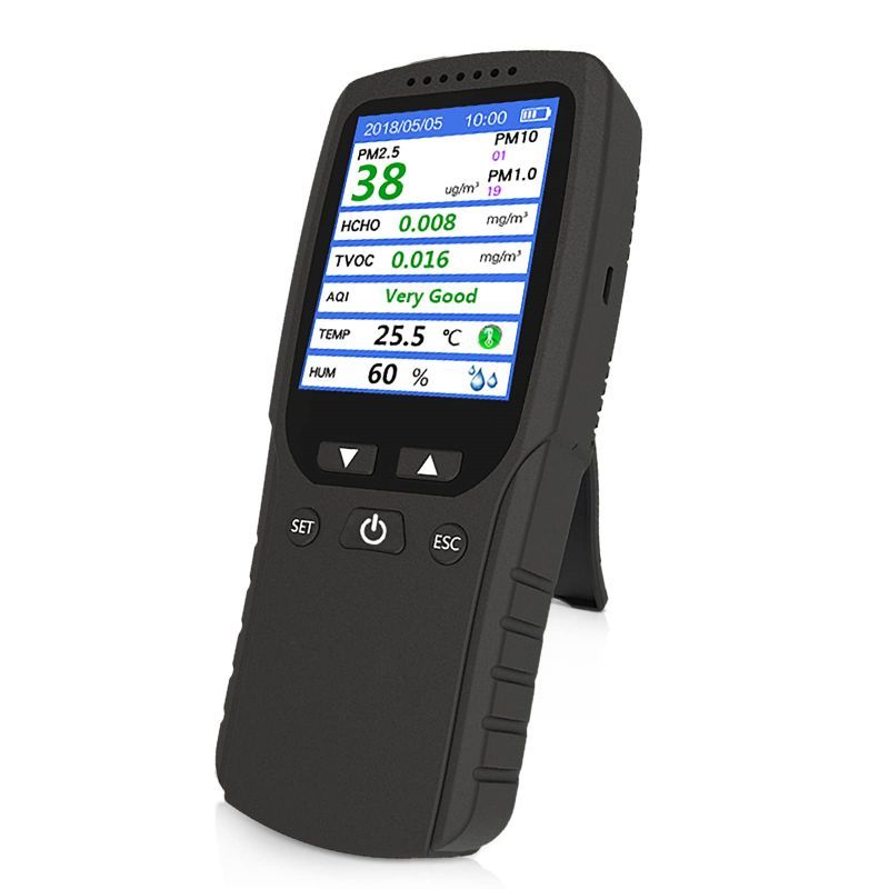 8 In 1 Air Quality Index Monitor LCD Screen Display Alat Tester Kualitas Udara Environment Detector