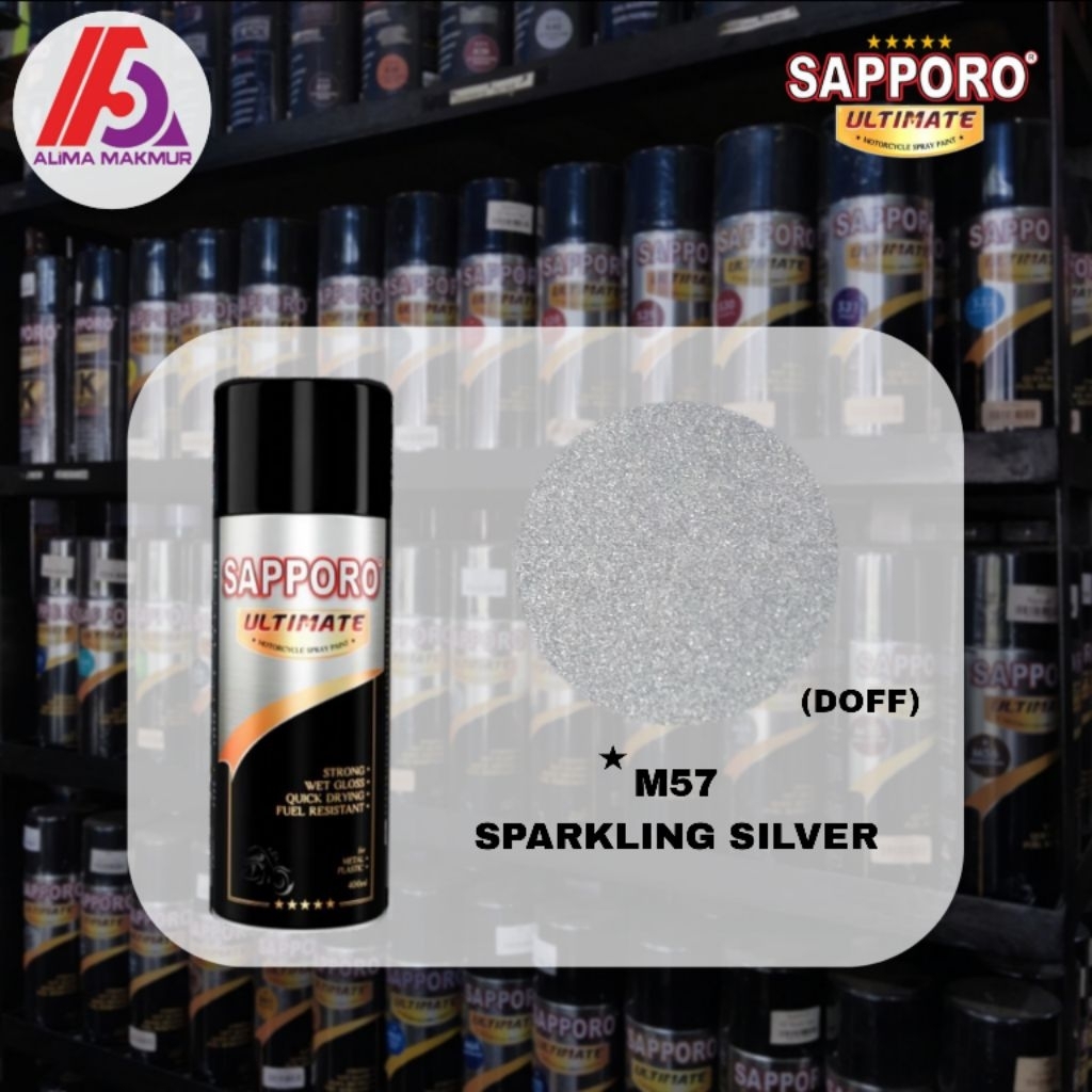 Sapporo Ultimate M57 Sparkling Silver 400ml / Pilok Pilox Sapporo / Cat Semprot Silver
