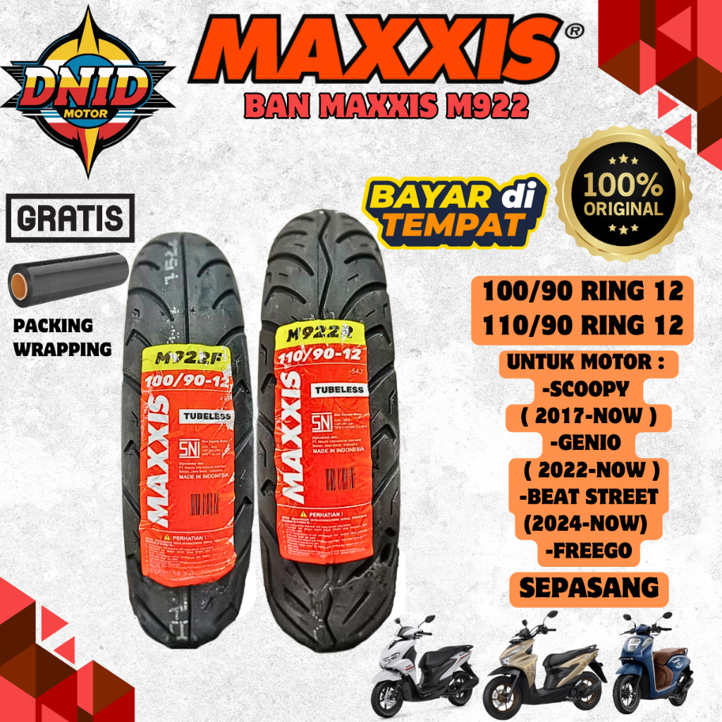 BAN MAXXIS M922R DEPAN BELAKANG SCOOPY DONAT / SCOOPY NEW / BEAT STREET NEW / GENIO NEW / FREEGO NEW