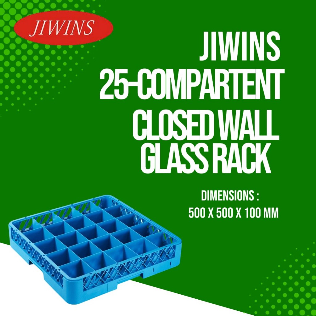 Jiwins CS-25 25-Compartment Closed Wall Glass Rack Dimensions : 500 x 500 x 100 mm