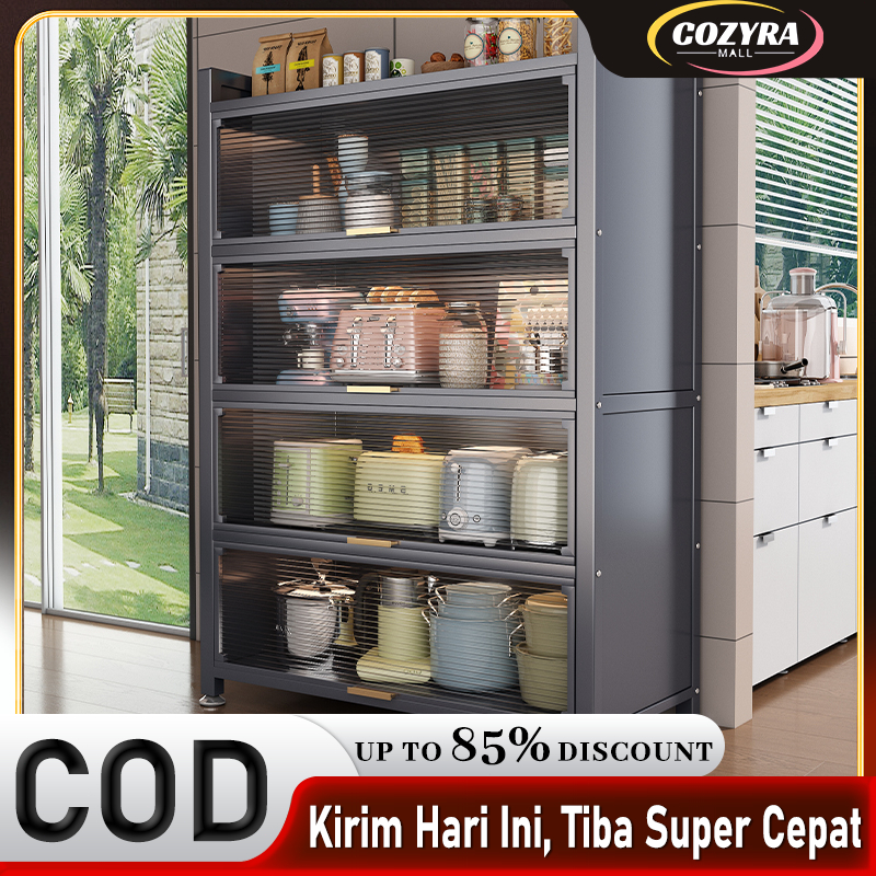 Homedoki Lemari Piring Tertutup/Rak Piring Minimalis/Lemari Dapur Minimalis/Rak Dapur Serbaguna/Rak 