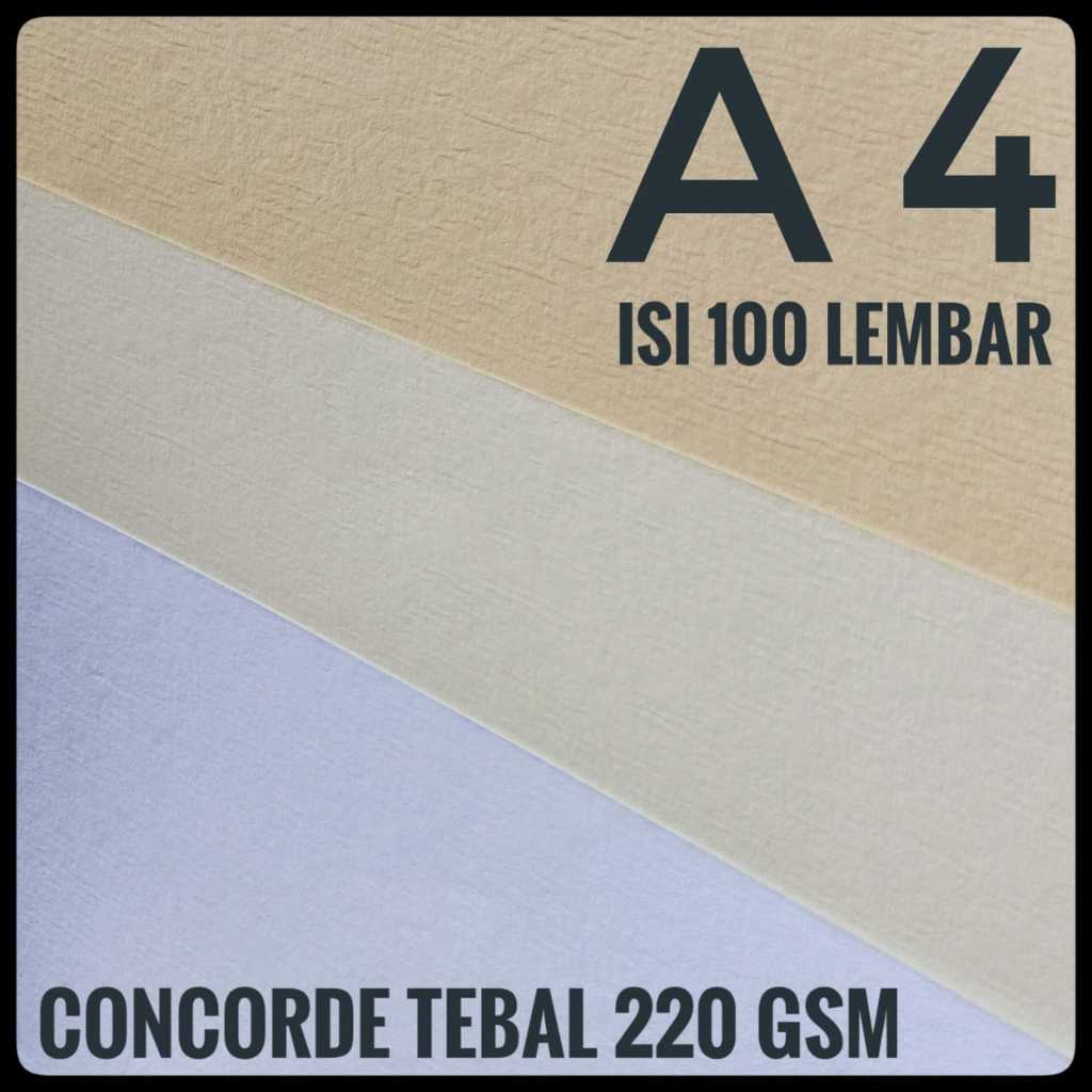 

Kertas Concorde Tebal 220 Gsm ukuran A4 isi 100 Lembar