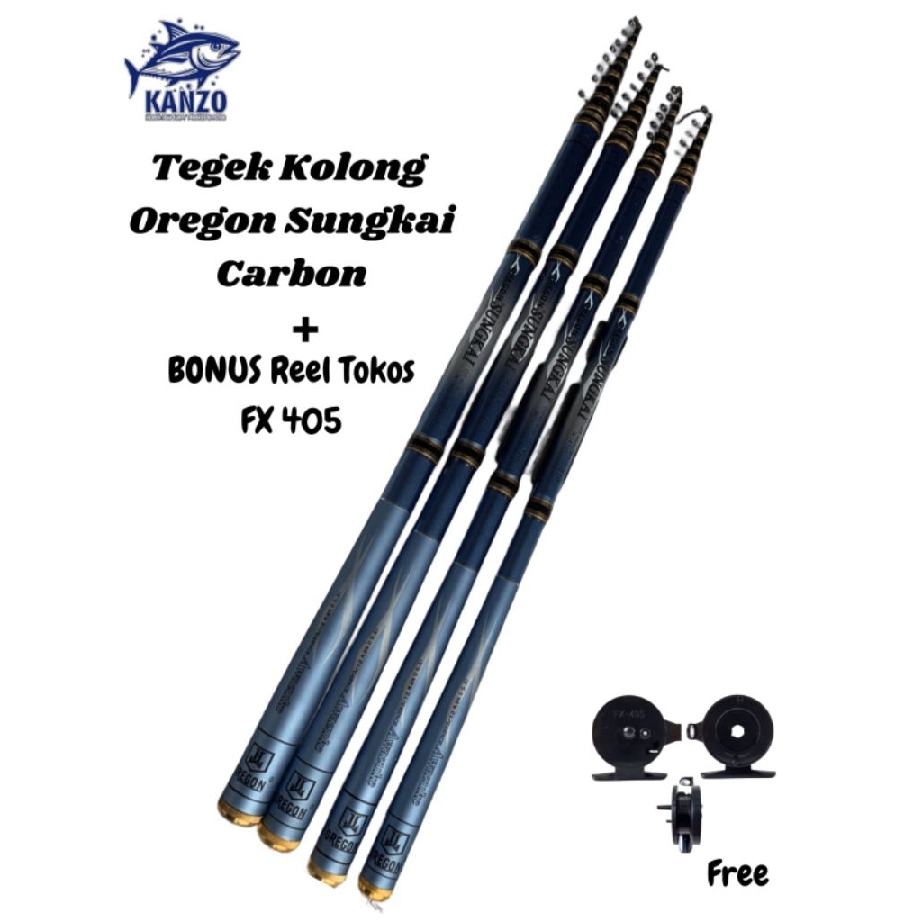 joran tegek carbon oregon sungkai kolong bonus reel TOKOS FX 405