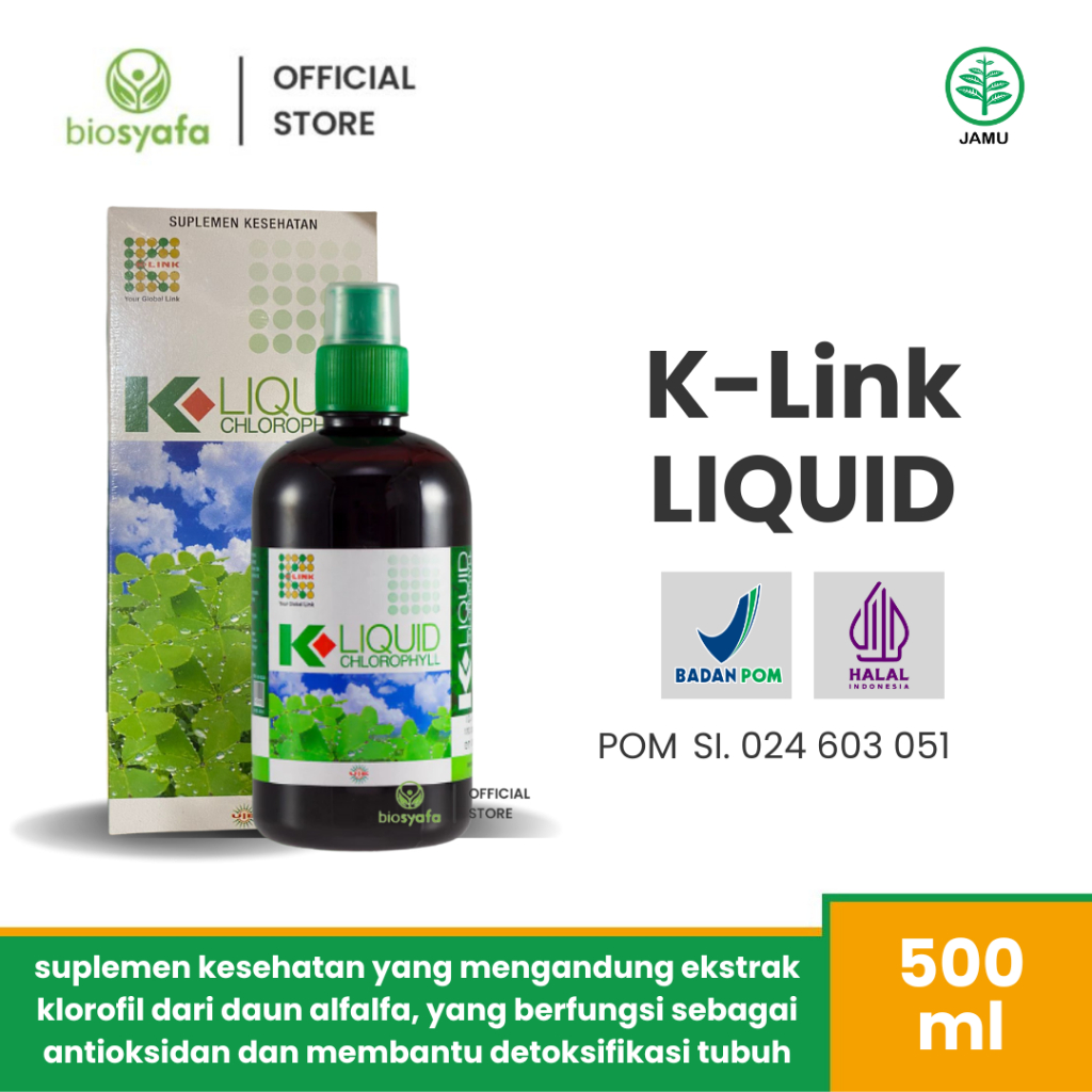 K-LIQUID CHLOROPHYLL 500 ml KLOROFIL K-LINK Minuman Kesehatan Detox Tubuh