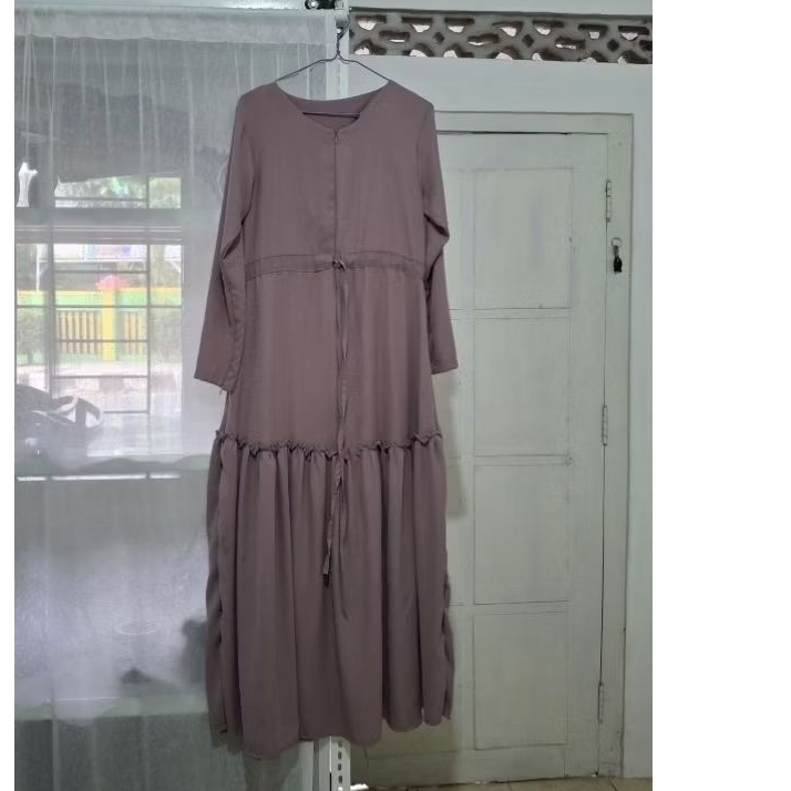 dress gamis preloved dusty purple
