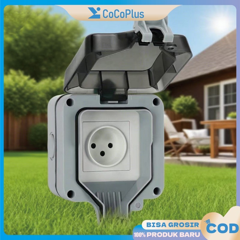 Colokan Listrik Outdoor 50V-440V Stop Kontak Anti Air Hujan IP66 Waterproof Tahan Debu EU Type