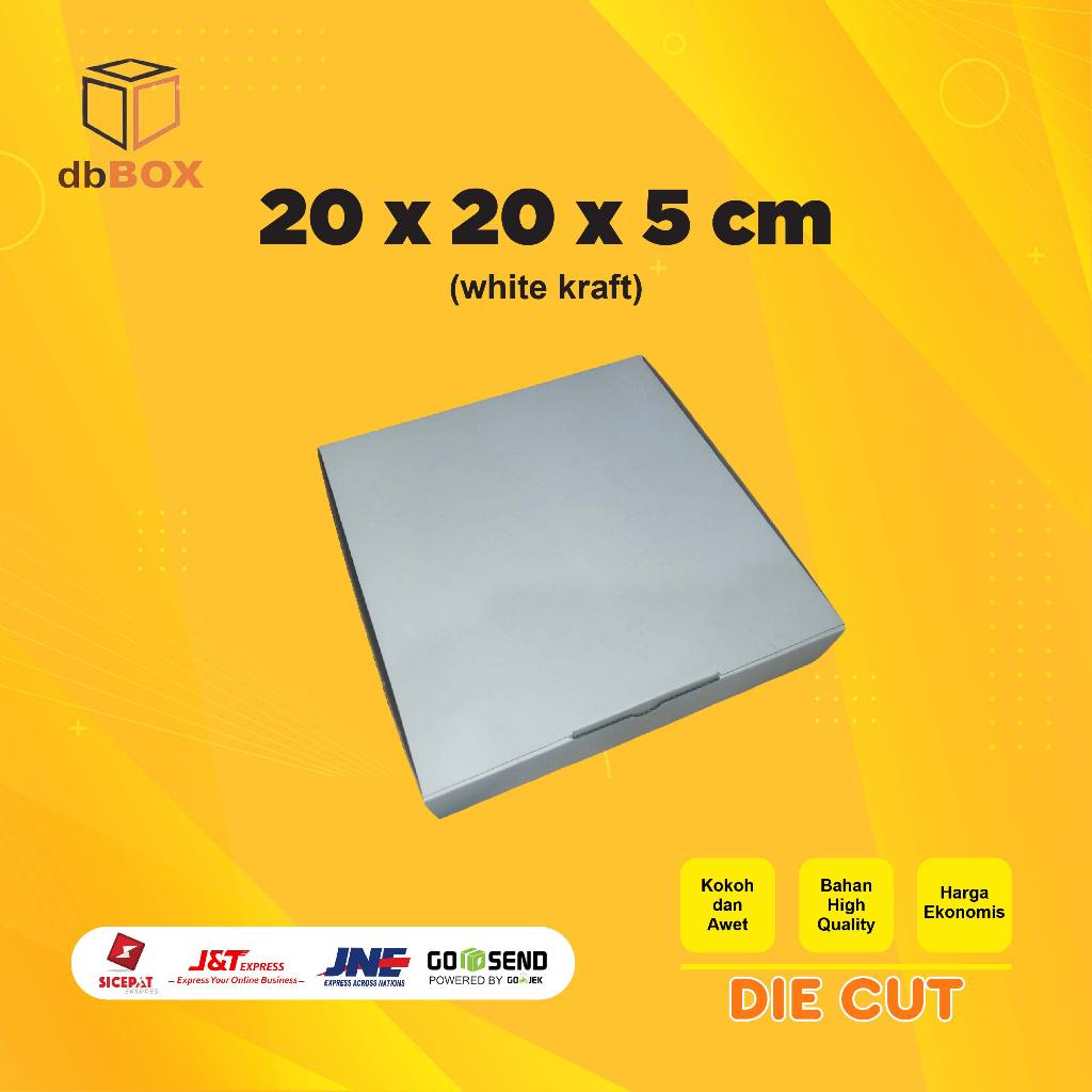 

kardus WHITE KRAFT 20x20x5 cm --Diecut dan easy usage—