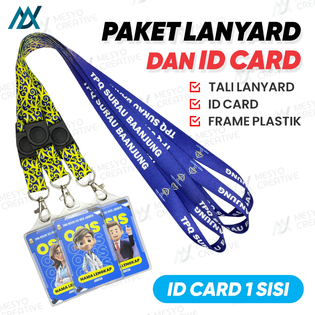 

PAKET TALI LANYARD 2 muka + id card 1 muka + frame