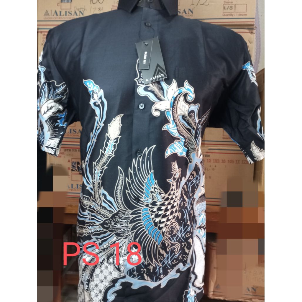 batik Alisan lengan pendek slimfit, kemeja Alisan