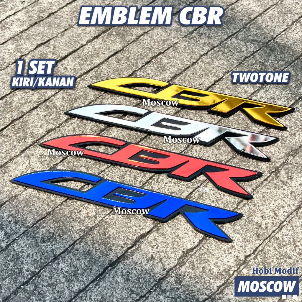 EMBLEM HONDA CBR AKRILIK 3D SET SEPASANG ( 2 pcs ) KANAN KIRI STIKER KACA TEMPEL LOGO UNTUK MOTOR CB