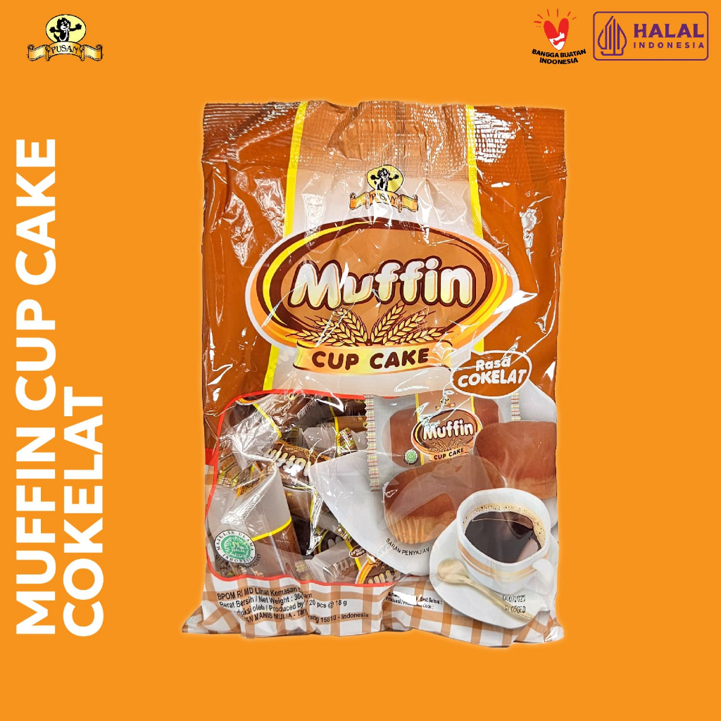 PUSAN MUFFIN CUP CAKE COKLAT/ORIGINAL/PISANG/PANDAN 320gr ISI 20pcs