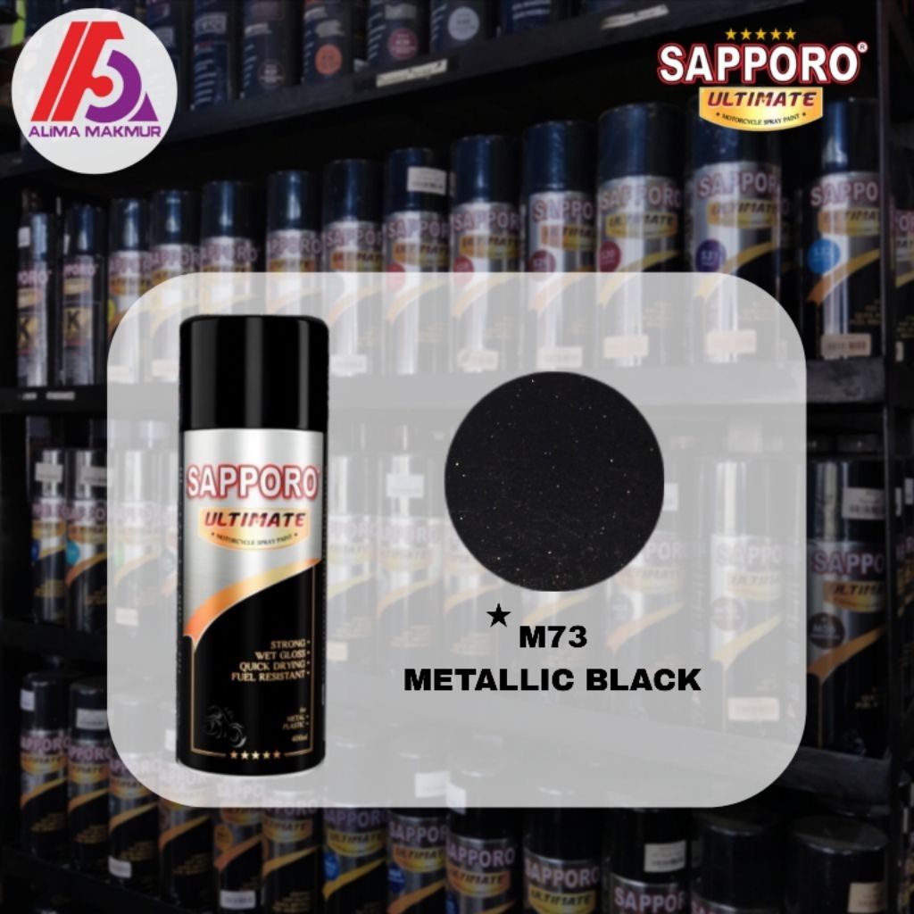 Sapporo Ultimate M73 Metallic Black / Pilok Pilox Sapporo / Cat Semprot Sapporo / Pilok Hitam Metall