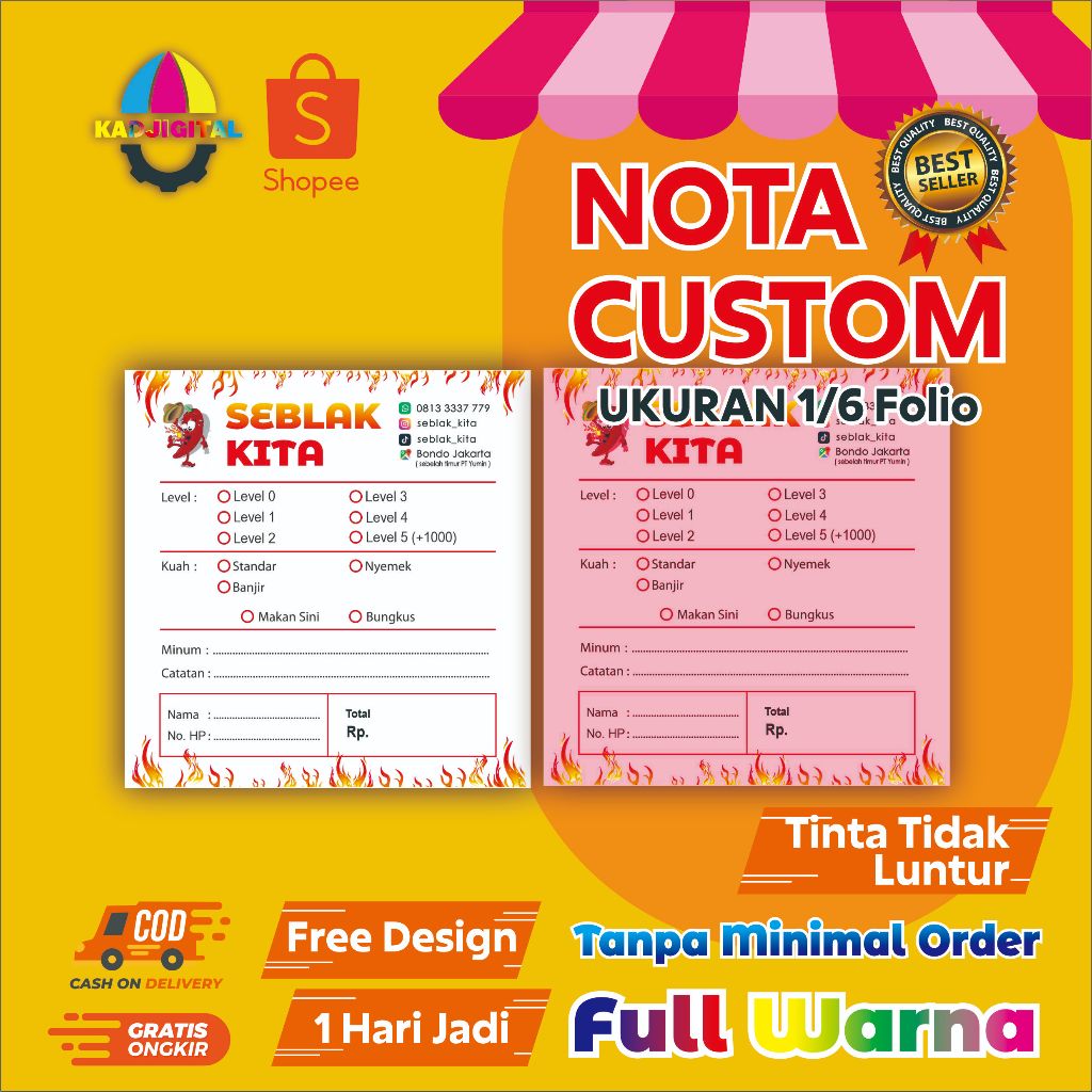 

Nota Custom 1/6 F4 II Full Colour Gratis Desain || Nota 2 Ply Nota Lucu Nota Makanan Nota Satuan