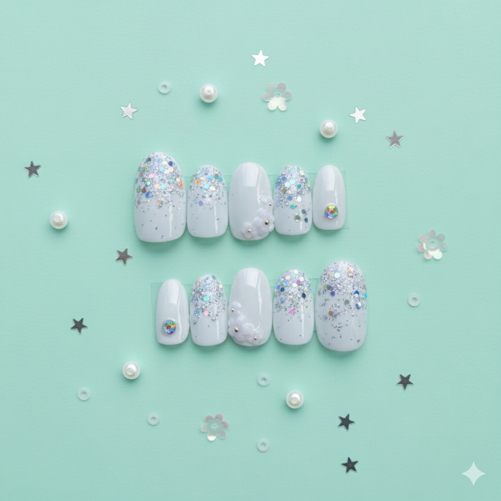 KUKU PALSU ID - Kuku palsu nail art warna putih vol A2