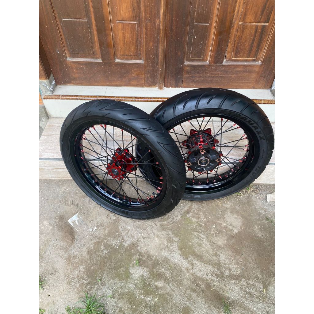 Paket Wheelset Supermoto CRF Second Ban Tebal Ring 17 Velg Ukur 250/300 Murah