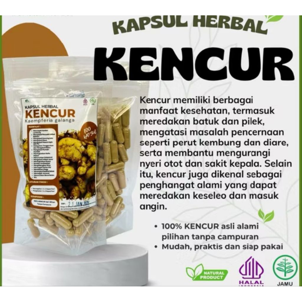 

kapsul kencur murni 100% alami/kencur kapsul 1pack isi 100butir