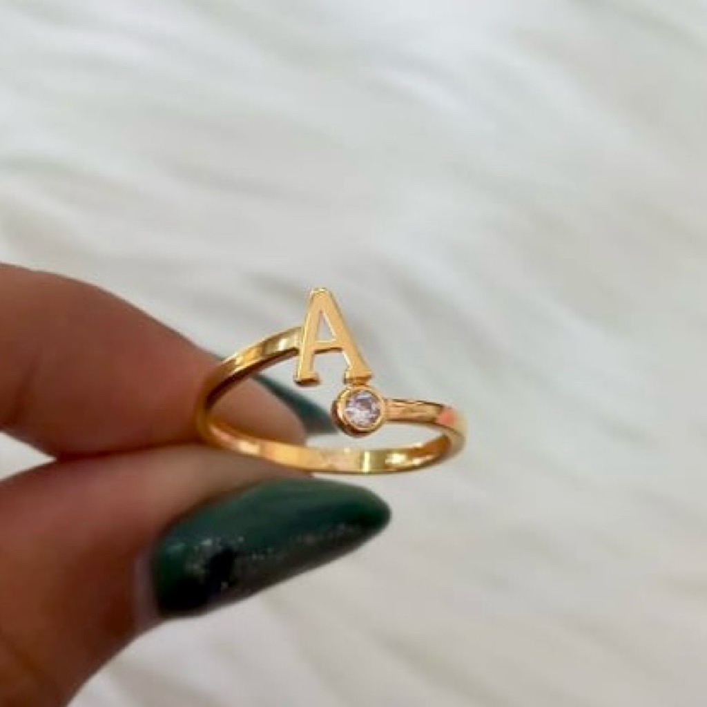 ME9- CINCIN SOLITAIRE HURUF A 0.95GR KADAR 300 UKURAN 11