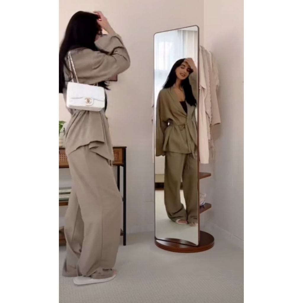 Standing Mirror Putar Kayu Jati