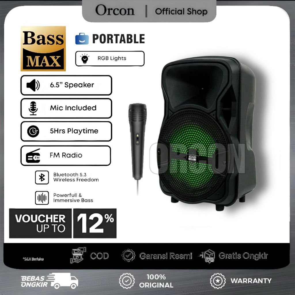 Speaker Bluetooth Karaoke Super Bass Subwoofer Louspeker Bonus Microphone Salon Aktif Jumbo