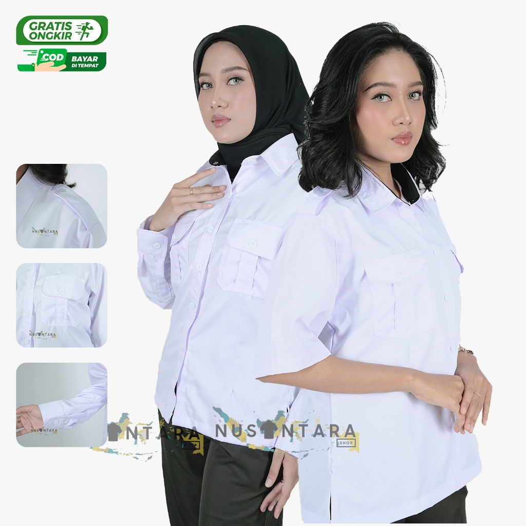 Kemeja Pdh Putih Wanita KERAH HITAM Seragam Pns Putih Wanita Kerah Hitam Terbaru