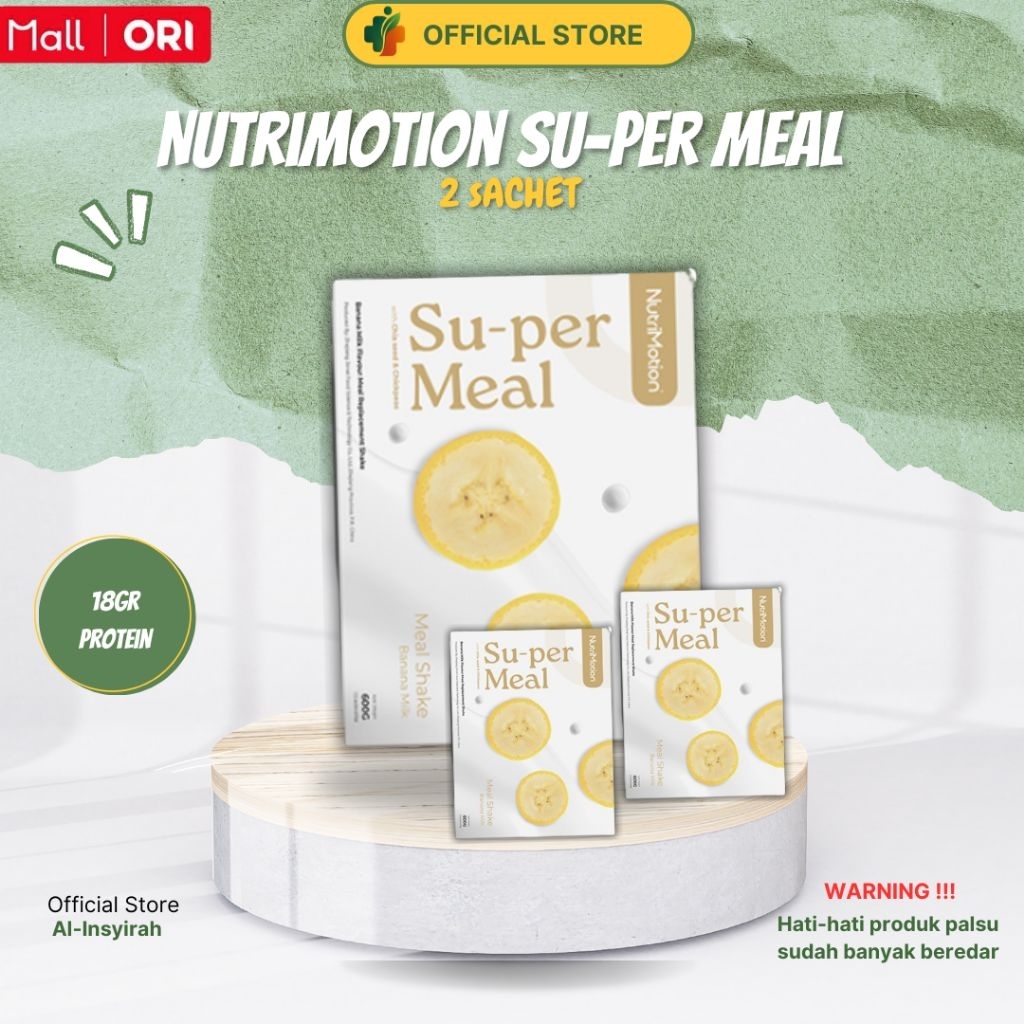 

2 Sachet Nutrimotion SuperMeal Rasa Banana - Nutrimotion Supermeal Rasa Pisang - 18 gram Protein - Kaya Serat - Meal Replacement