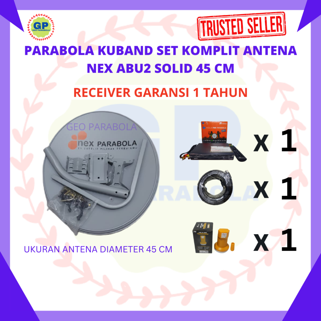 PARABOLA NEX KUBAND KOMPLIT ANTENA NEX SOLID 45 CM RECEIVER NEX TERMURAH