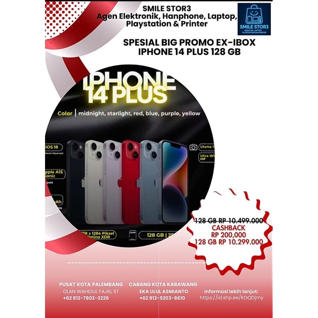 Second Original 100% Like New iBox Iphone 14 Plus 128 GB