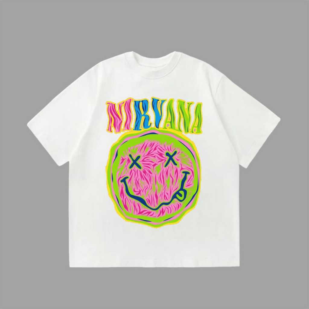 Tshirt kaos Boxy Unisex Nirvana Band90s Combed20s