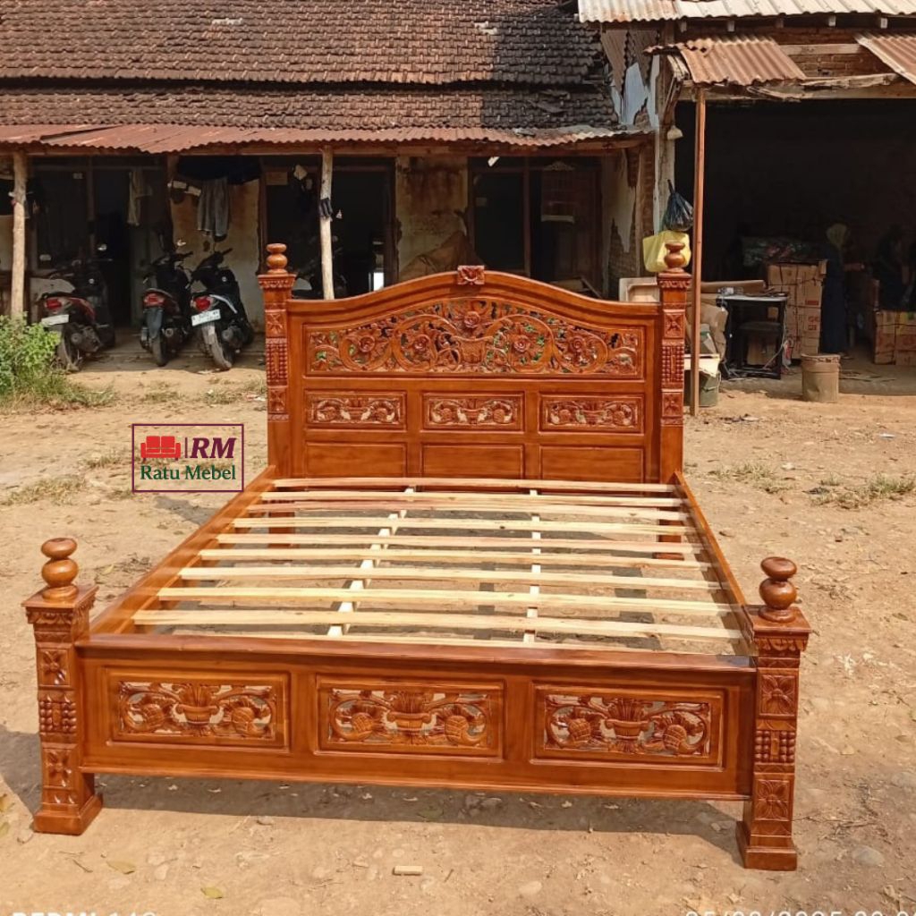 Dipan rahwana dipan tempat tidur dewasa semua ukuran kayu jati kualitas bagus - risbang tempat tidur