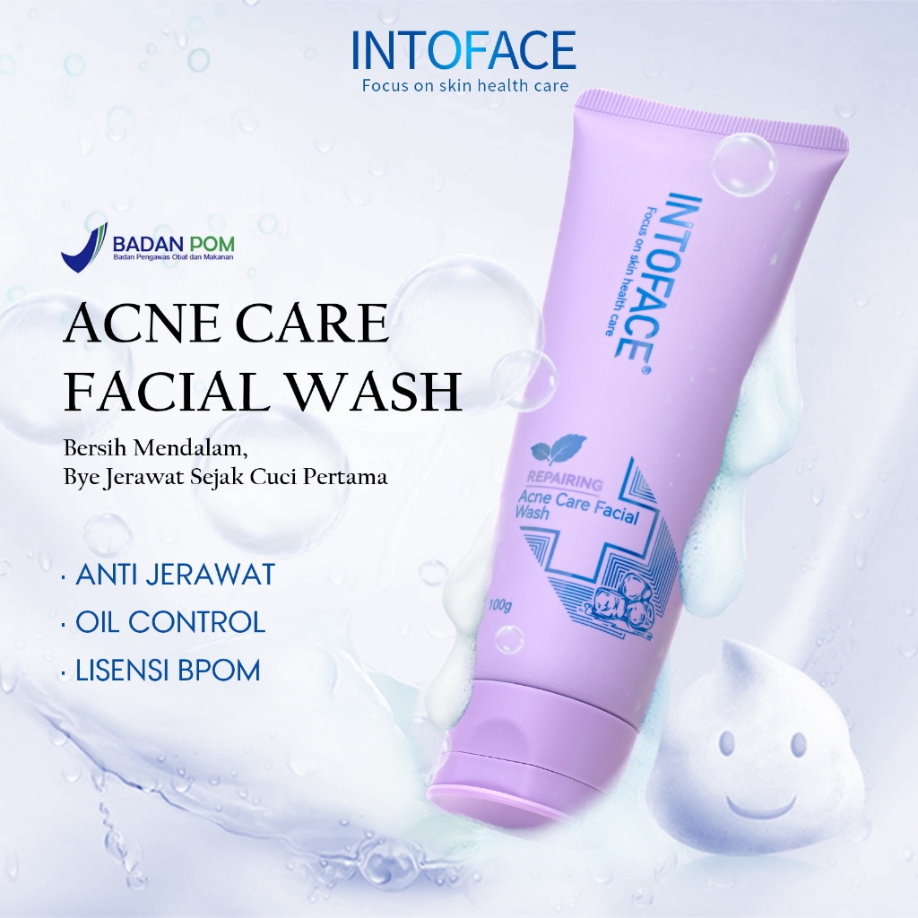 INTOFACE Acne Care Facial Wash – Sabun Cuci Muka Jerawat, BPOM Certified, Aman untuk Remaja & Kulit 