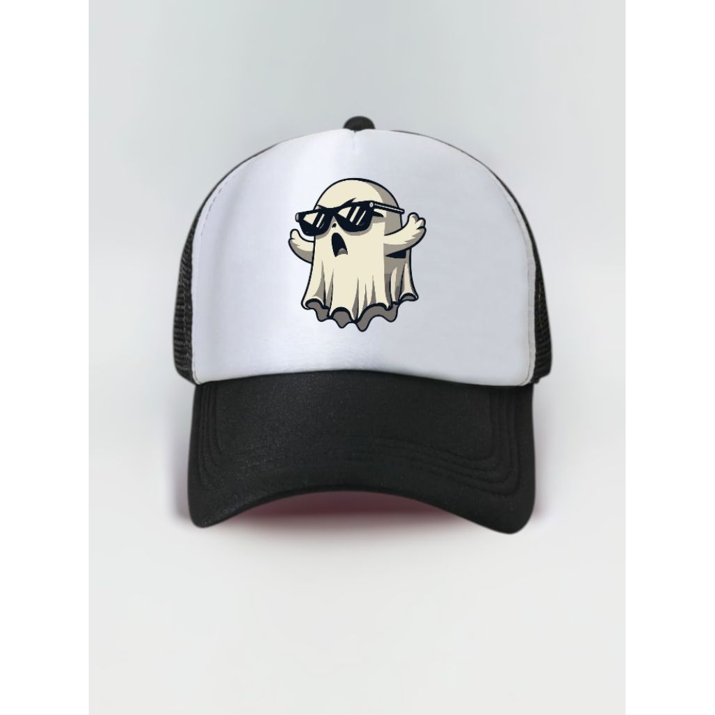 topi jaring sablon gambar nasa,bebek punk, emoji khusus warna hitam dan merah outdoor pria wanita un