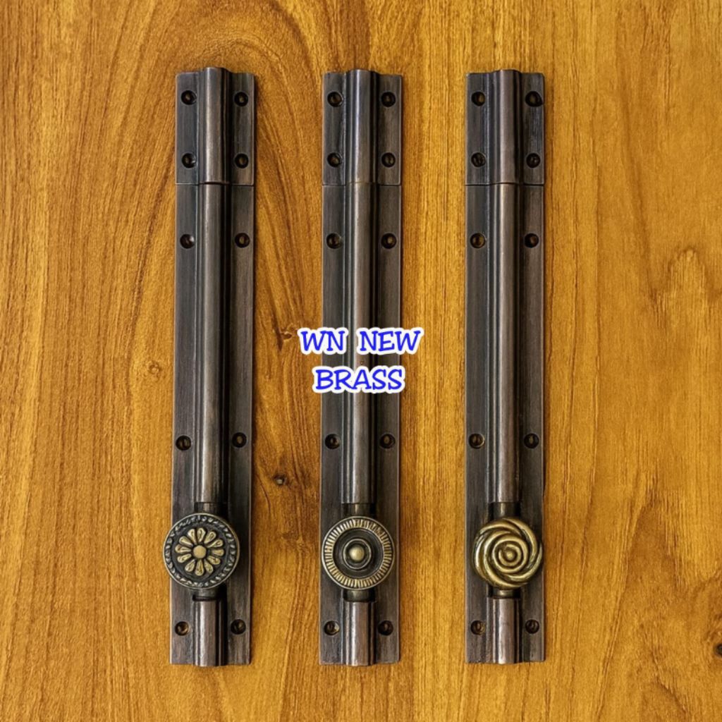 Grendel Kunci Slot Pintu Rumah Pagar Kuningan Motif Polos 23,5 cm