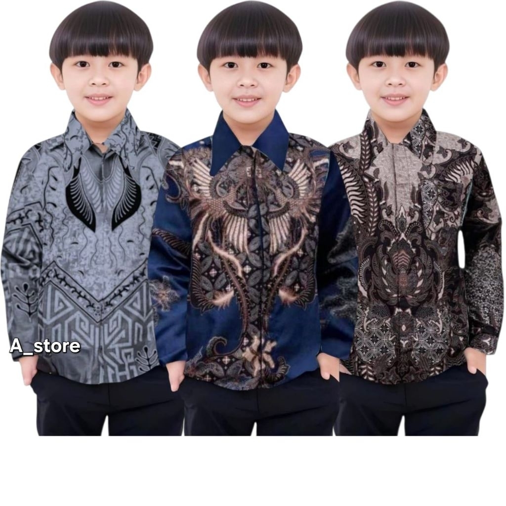 Kemeja Batik Anak Laki-laki Baju Batik Anak Laki-laki Umur 3-11 Tahun
