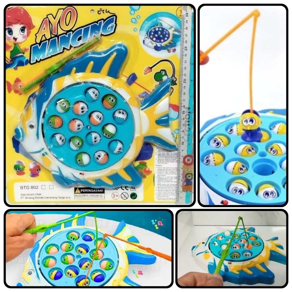 mainan anak pancing-pancingan jala putar dilengkapi suara menggunakan baterai - AYO MANCING Set