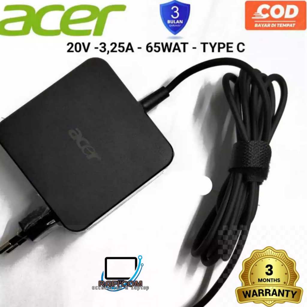 Adaptor charger original for laptop Acer Spin 3 active / laptop infinix X1 X2 - 20V 3.25A 65W usb c