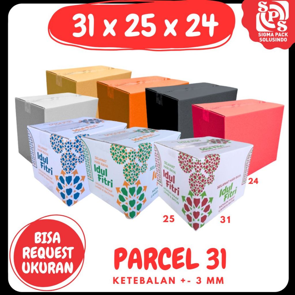 

Box 31x25x24 Kardus Packing/Parcel Lebaran/Dus Lebaran/idul Fitri/Kardus Paket sembako/hampers/eid mubarak/oleh oleh/Polos/Motif