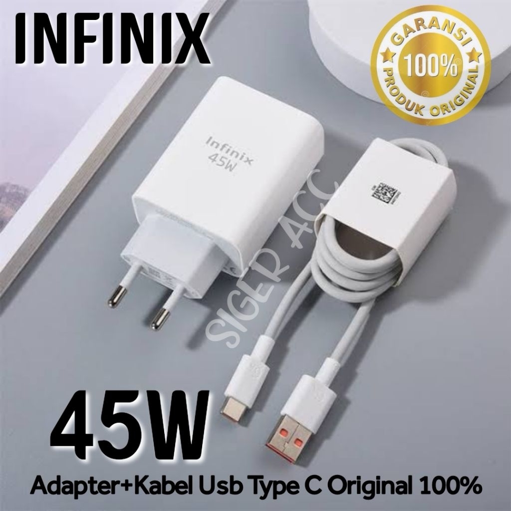 Charger 45W Infinix Zero 40 Original 100% Fast Charging Type C Carger 45 Watt