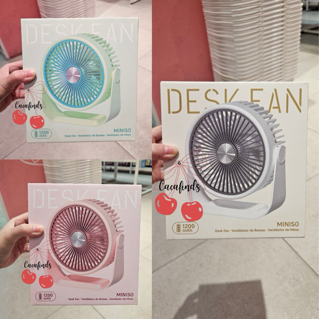 MINISO‼️Kipas Angin Duduk / Kipas Portable / Portable Fan / Desk Fan Miniso Collection (Green / Pink